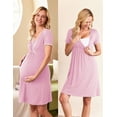 thumbnail image 2 of Ekouaer Nursing Nightgown Delivery and Labor Gown for Hospital Short Sleeve Maternity Breastfeeding Dress Pink, 2 of 6