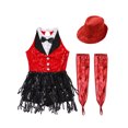 thumbnail image 3 of TSSOE Girls Shiny Sparkle Latin Salsa Ballet Fringe Tassel Jazz Dance Lyrical Dress Dancewear with Gloves Hat Set Red 16, 3 of 5