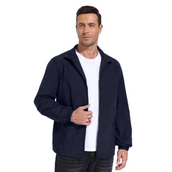 Iceglad Men's Lightweight Full-Zip Windbreaker Athletic Jacket with Pockets – Size Up Recommended