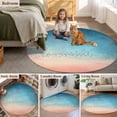 thumbnail image 5 of Blue Pink Ombre Sky Round Area Rug 7 FT,Non Slip Living Room Area Carpet,Modern Sunset Glow Bird Silhouette Washable Soft Circular Rug Non-Shedding Floor Carpet for Bedside Office Play Room Classroom, 5 of 9