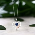 thumbnail image 3 of Gem Stone King 925 Two-Tone Sterling Silver Heart Shape Blue Created Sapphire MOM Mother Pendant Necklace for Women (0.50 Cttw, Gemstone September Birthstone, with 18 inch Silver Chain), 3 of 3
