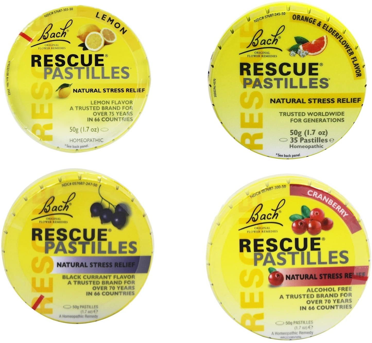 Bach RESCUE PASTILLES 4 Pack, Natural Stress Relief Lozenges