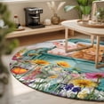 thumbnail image 3 of Round Rugs 5Ft, Country Farm Round Area Rug Washable Indoor Throw Carpet, Farmhouse Pig Cow Horse Truck Flowers Barn Soft Non Slip Circle Rug for Cabinet Bathroom Home Decor Aesthetic, 3 of 8
