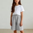 thumbnail image 2 of HAOTAGS Girls Shorts,Button Front Breathable Casual Striped Knee-Length Shorts Black 10, 2 of 8