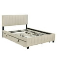 thumbnail image 4 of imerelez Queen Size Velvet Upholstered Platform Bed with 2 Drawers and 1 Twin XL Trundle- Beige, 4 of 10