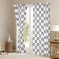 thumbnail image 3 of Homewish Minimalist Buffalo Black Out Curtains For Adults Female Men,Geometric Plaid Grid Curtains Pack of 2 (42x63 Each),Abstract Mid Century Bedroom Curtains,Breathable Home Decor, 3 of 6