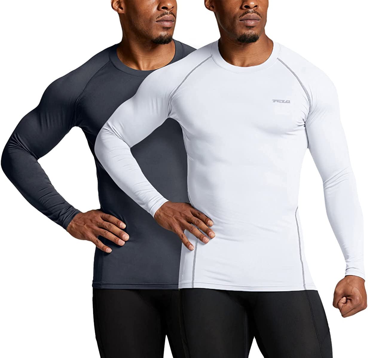 TSLA or Pack Men's Thermal Long Sleeve Compression Shirts, Athletic  Base Layer Top, Winter Gear Running T-Shirt