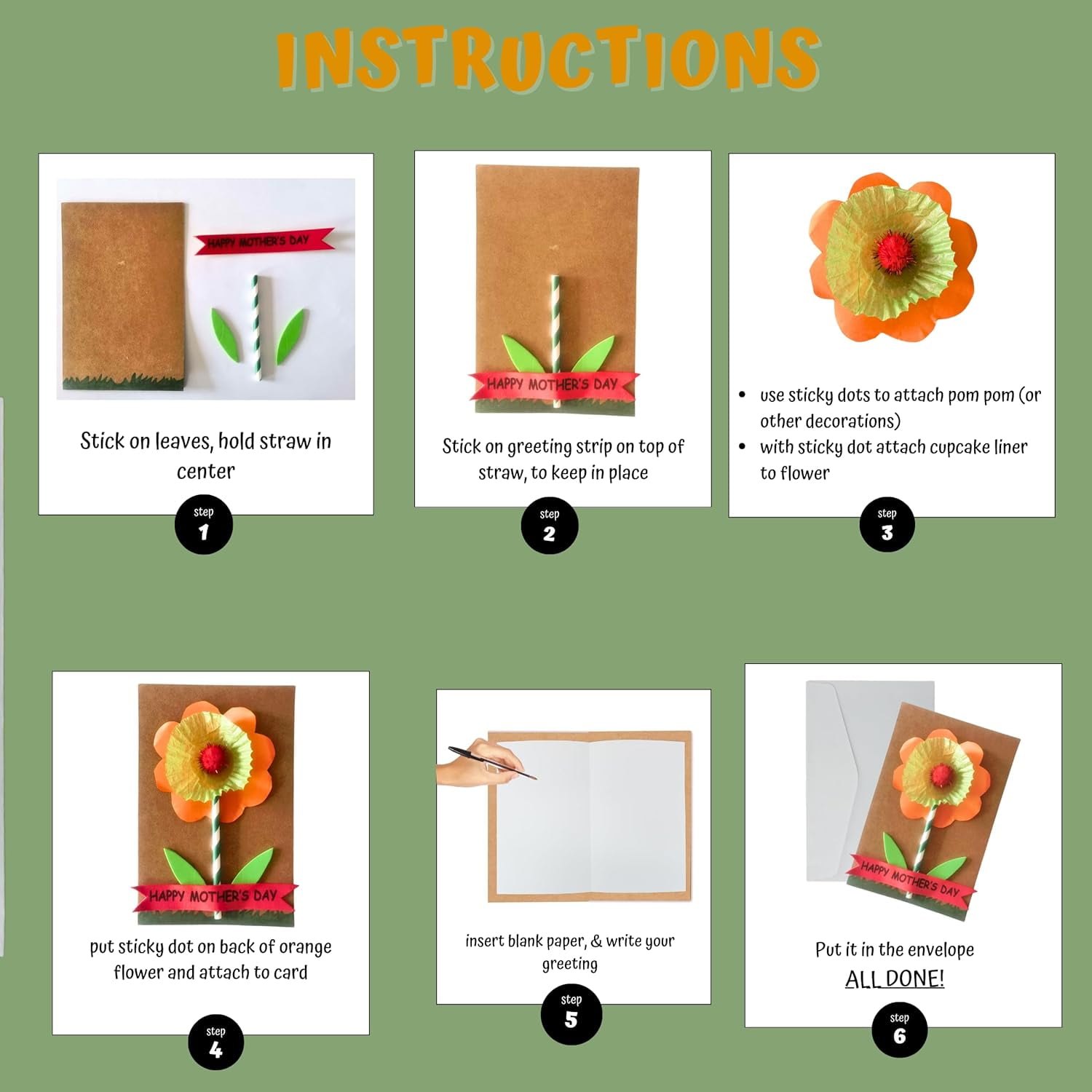 4E's Novelty 12 Pack DIY Mother's Day Card Craft Kit for Kids - Flower Greeting Card Making Set