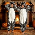 thumbnail image 2 of Ruyang Kids Zebra Animal Onesie Snap Button Fleece Hooded Jumpsuit Boys Girls Halloween Holiday Theme Party Home Wear, 2 of 7
