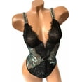 thumbnail image 2 of Victoria's Secret Very Sexy V-Wire Shine Strap Teddy Palm Leaf Print Mesh Size Medium NWT, 2 of 4