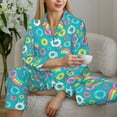 thumbnail image 6 of Picia Donut Pattern Women’s Long-Sleeve Sleepwear Set - Soft 2-Piece Loungewear with Pockets, Comfy PJs for Relaxing Nights-Medium, 6 of 7