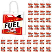 36 Pcs Race Car Fuel Can Clear Favor Bags with Handle Reusable Plastic PVC Checkered Flag Gift Bag Goodies Treats Totes for Birthday Wedding Christmas Party Supplies, 8 x 8 x 3.15 Inch