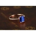 thumbnail image 3 of 1.50 ct Blue Sapphire 7x5mm Emerald Cut And Engagement Ring in 10k Rose Gold for Women, 3 of 4