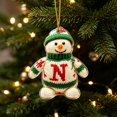 thumbnail image 5 of romoty Personalized Letter N Snowman Christmas Ornament, 3.15 in Acrylic Monogram Initial Knit Snowman Pendant with Cord for Xmas Tree Wreath Mantel Decor Kids Stocking Stuffer Gift, 5 of 7