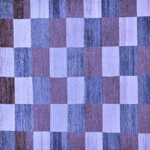 Ahgly Company Machine Washable Indoor Square Checkered Blue Modern Area Rugs, 3' Square