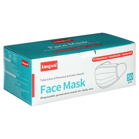 Disposable 3-Ply Face Mask, 50 Pack