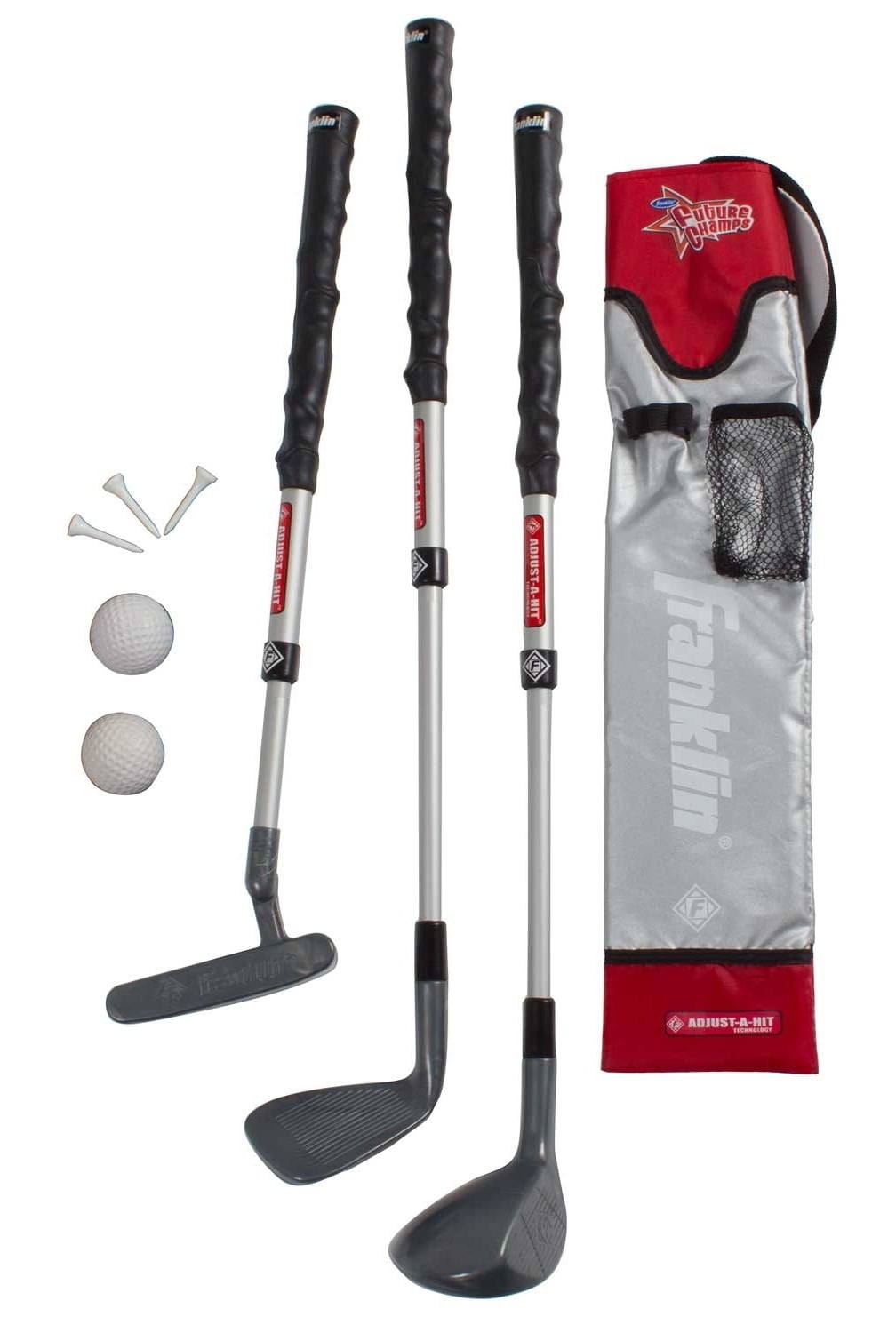 Franklin Sports Kids Plastic Golf Set Adjustable Youth Clubs Red