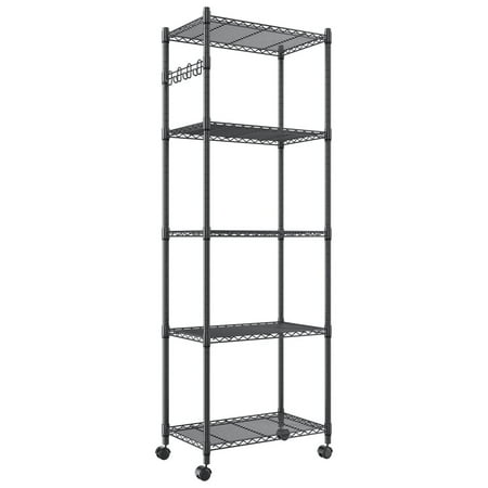 

Omsix Shelving Unit Heavy Duty Shelving Storage Shelves with Wheels Metal Storage Rack for Laundry Bathroom Kitchen Garage Pantry Organization (24 * 14 * 71 Black)