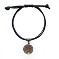 thumbnail image 1 of Mung Bean Flower Paint Bracelet Leather Rope Wristband Black Jewelry, 1 of 3