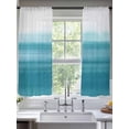thumbnail image 3 of Turquoise White Ombre Semi Sheer Curtains 63 Inch Length 2 Panels Set, Modern Country Abstract Stripes Sheer Kitchen Curtain Privacy Voile Window Curtain for Living Room Bedroom Rod Pocket Drapes, 3 of 7