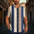 thumbnail image 2 of Wyobmus Mens Summer Striped Shirts Front Button Down Short Sleeve Casual Beach Hawaiian Shirts with Pocket S-5X M-Blue, 2 of 6