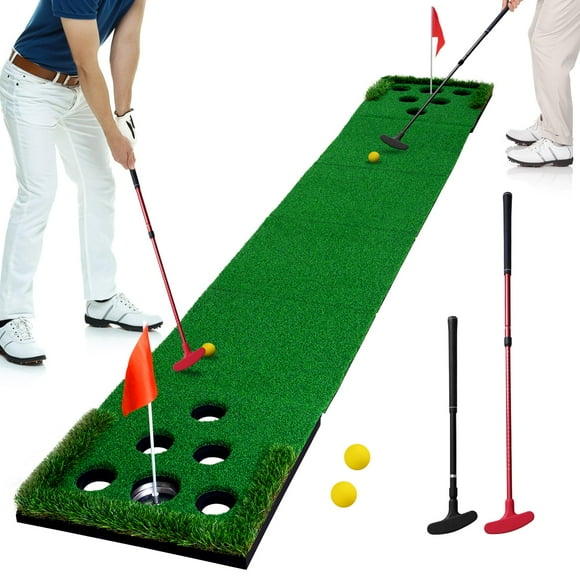 Alfombra de golf Farroll para interiores y exteriores con 2 putters ajustables