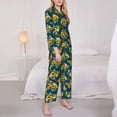 thumbnail image 3 of Fuzoiu Sunflowers Print Women's Long-Sleeved Pajama,Lounge Button Down Nightwear,Womens Notch Collar Pajama Set-Medium, 3 of 7