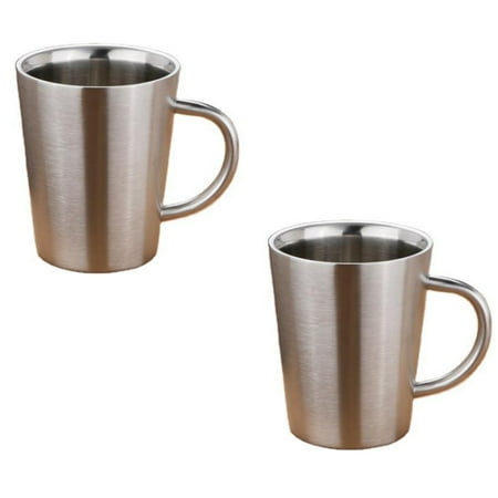 

340ML New Double Wall Stainless Steel Coffee Mug 2PCS (Silver)