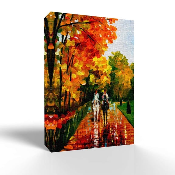 Wall26-Canvas Wall Art-Traveler in Golden Autumn-Giclee Painting Artwork for Bedroom Living Room Home Decoration - 24x36 inches