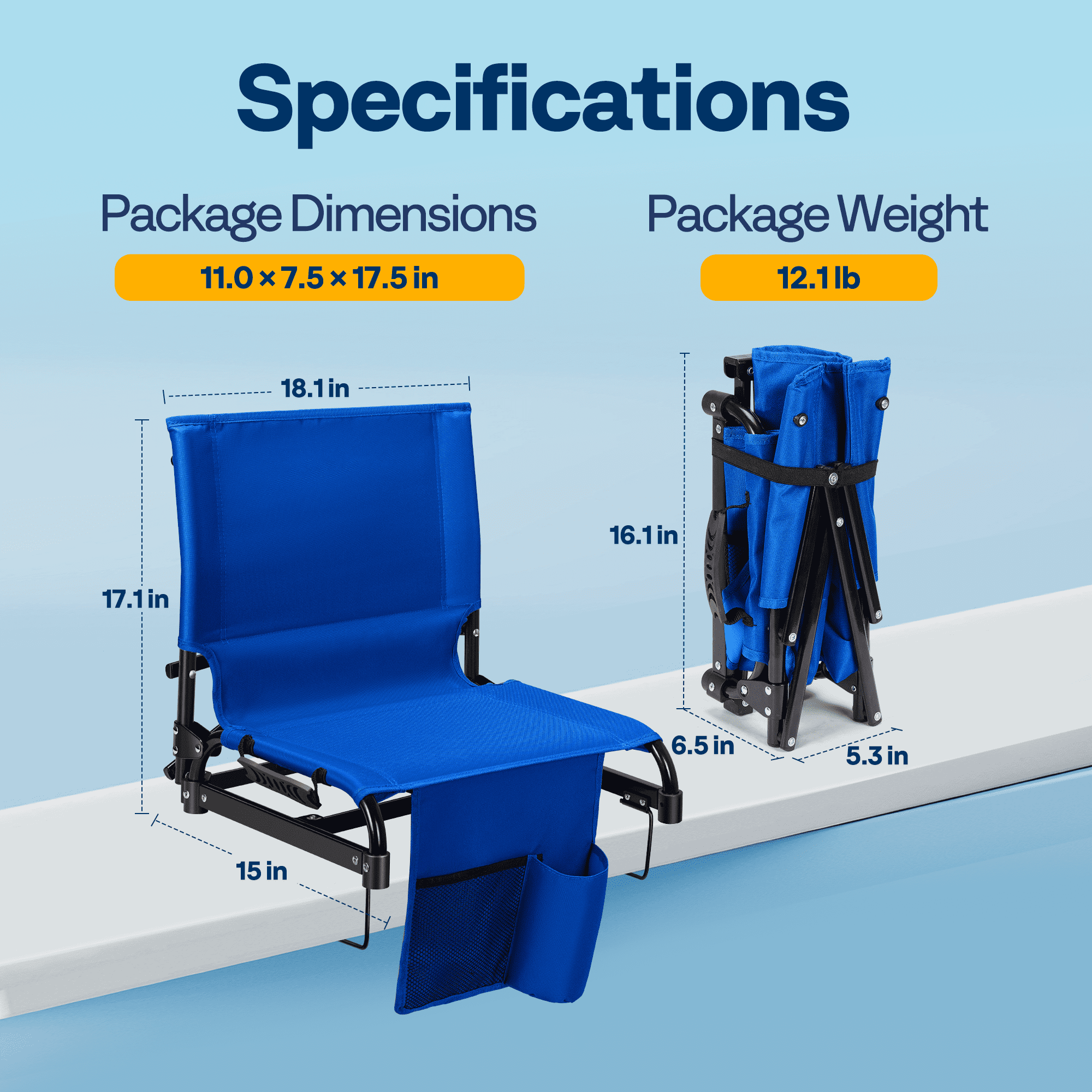 SPECSTAR Portable Folding Stadium Seat for Bleachers, 2Pack Bleacher Chair Padded Cushion with Back Support, Waterproof & Lightweight Chair with Cup Holder2 Pack, 350lb Capacity
