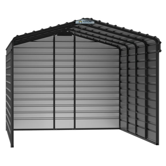 Arrow 12 x 20 x 9 ft Charcoal Steel Carport With 3 Wall Kit