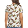 thumbnail image 3 of Fuzoiu Cute Sloth Print Women's V-Neck T-Shirt,Women's Short Sleeve Top, Comfortable for Work, Leisure, and Sports, 3 of 7