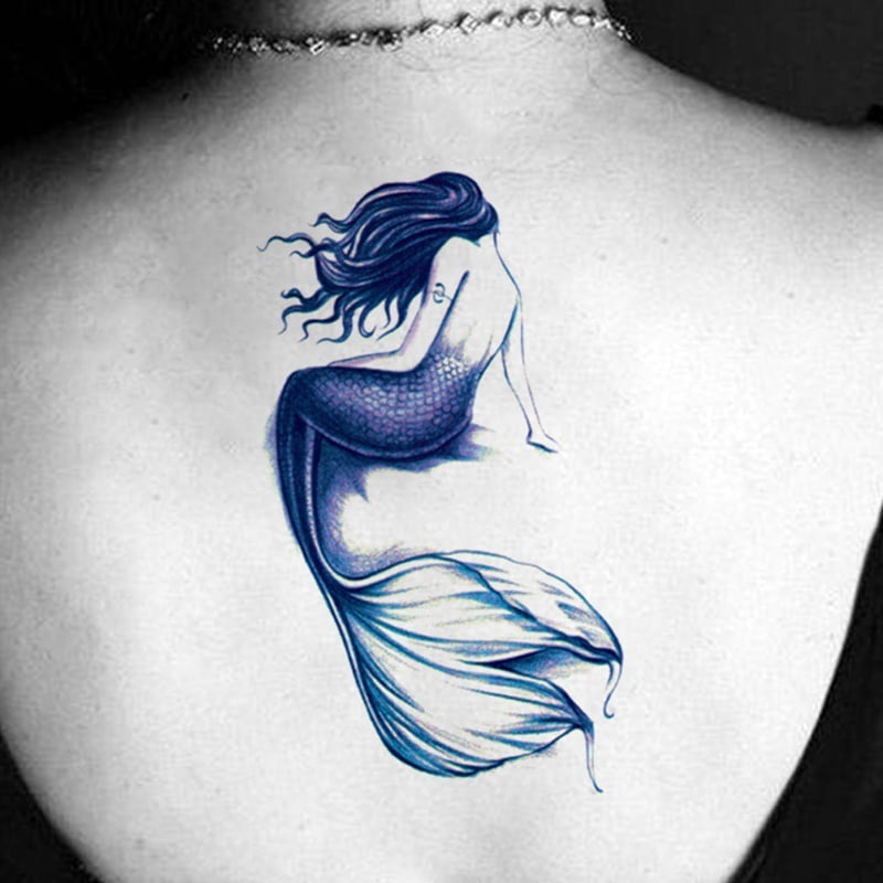 PWFE Sexy Mermaid Temporary Tattoo Body Art Chest Back Abdomen Tattoo  Stickers Waterproof Tatto Henna Fake Tatoo Sticker 