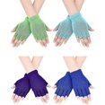 thumbnail image 1 of 4 pares de guantes sin dedos, mitones de medio dedo de invierno de color sólido de punto para escribir, 1 of 4