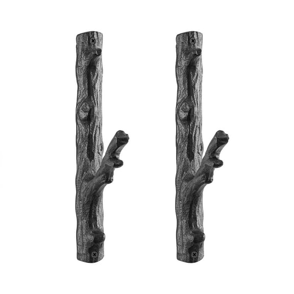 Danya B. Brown Cast Iron Tree Branch Wall Mount Coat Hooks (Set of 2)
