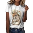 thumbnail image 1 of VJATTWR Hauts à Manches Courtes pour Femmes Chemise à Manches Courtes pour Femmes Coupe Décontractée Col Rond Hauts Graphiques Mignons Tunique d'Été Confortable T-Shirts Légers TG, 1 of 4