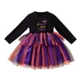 thumbnail image 2 of FASHOFT Girls Halloween Dress Long Sleeve Party Dress Mesh Patchwork Cosplay Outfit Cute Halloween Costume 1-6 Years Toddler Girl Halloween Costume Purple 2-3 Years, 2 of 6