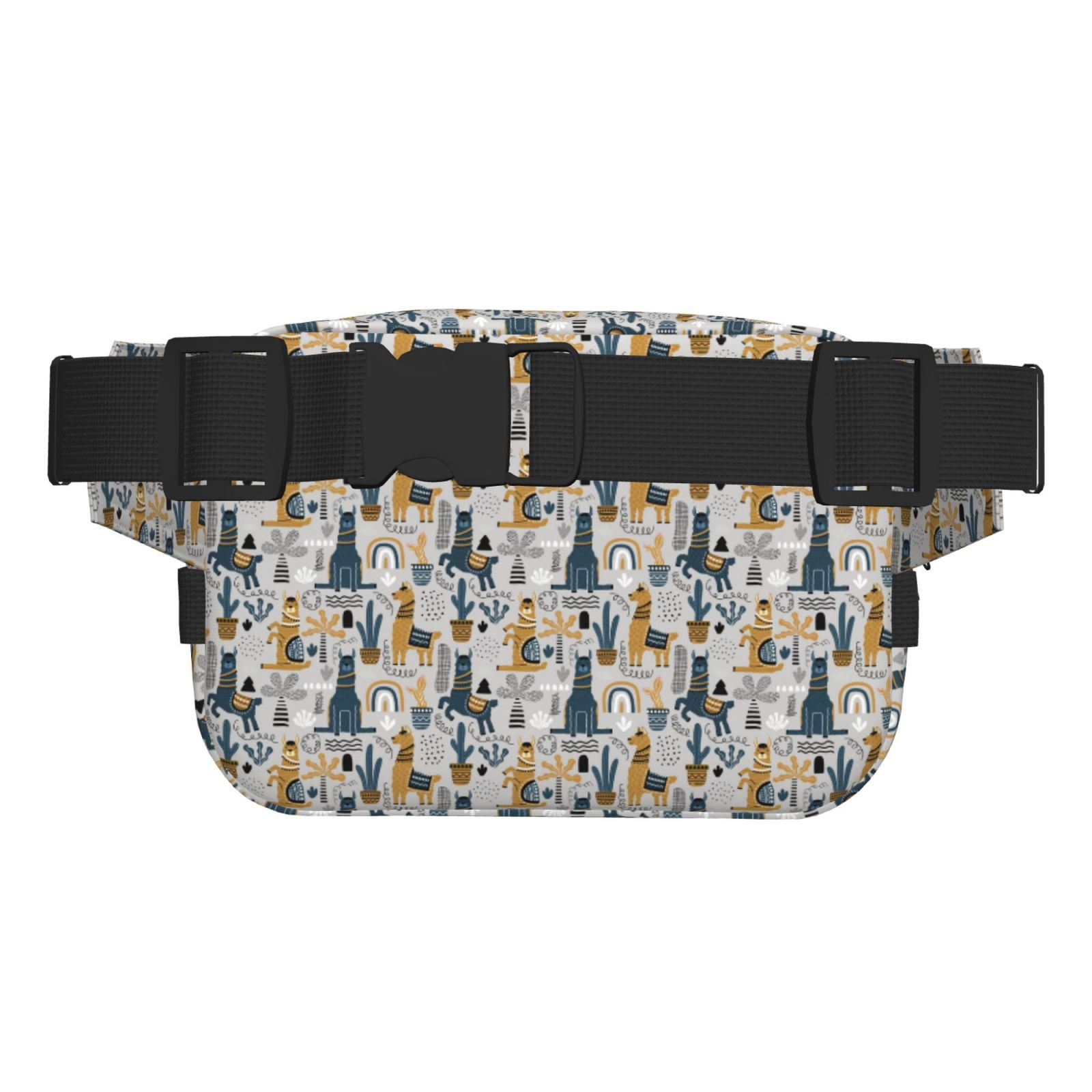 Picia Llama and Cactus1 Print Square Double-Layer Waist Bag Mini Adjustable Waist Belt Bag Exercise Running Travel Hiking
