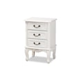 thumbnail image 6 of HomeStock Antique Ambiance  Traditional French Country Provincial White-Finished 3-Drawer Wood Nightstand, 6 of 9