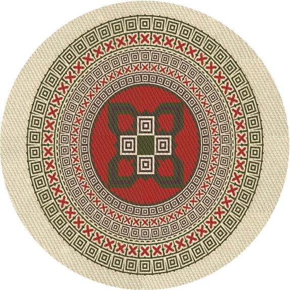 Ahgly Company Indoor Round Patterned Sienna Brown Area Rugs, 5' Round
