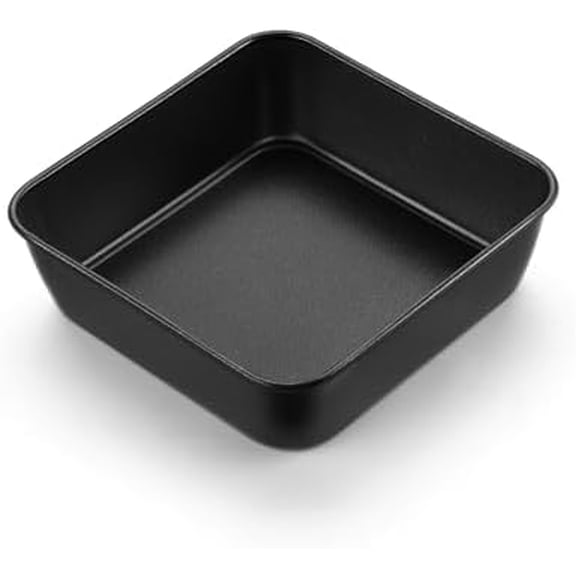 6 Inch Square Cake Pan, Nonstick Small Baking Pan with Stainless Steel Core for Brownies Lasagna Cakes, Non-toxic & Easy Clean, 2 Inch Deep (Black)