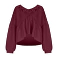 thumbnail image 4 of ClodeEU Women's V Neck Long Sleeve Ruffled Blouse,Casual Loose Fit Boho Tunic Shirt Red,Women's Plus S, 4 of 6