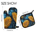thumbnail image 2 of 2 PCS Oven Baking Gloves Set Heat Resistant Oven Mitt & Pot Holder Set Cooking Mitts Kitchen Home Supplies Blue Leaves and Sunflowers, 2 of 5