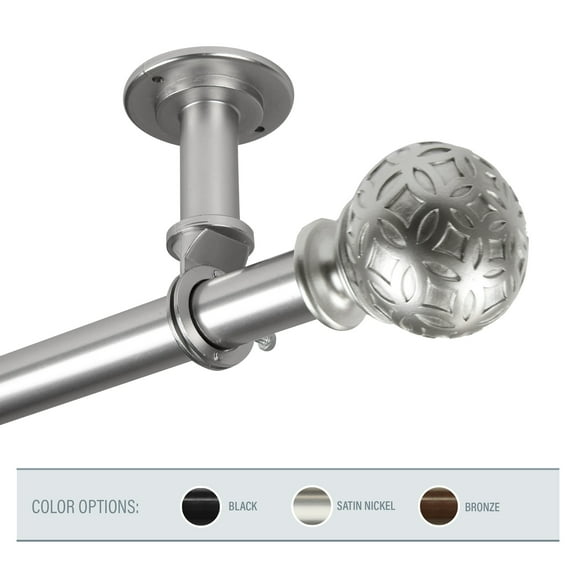 InStyleDesign Odette 1 inch Diameter Ceiling Curtain Rod/ Room Divider satin nickel 66 to 120 inches Silver Finish