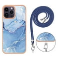 thumbnail image 6 of Mantto for iPhone 14 Pro Max Case, with Lanyard Adjustable Strap, Marble Pattern Soft TPU Bumper Hard PC Back Shockproof Protective Glossy Stylish Durable Phone Case for Women Girls,Blue, 6 of 7