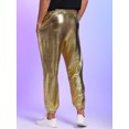 thumbnail image 3 of Unique Bargains Men's Sparkly Metallic Pants Drawstring Waist Nightclub Sequin Joggers 36 Golden, 3 of 6