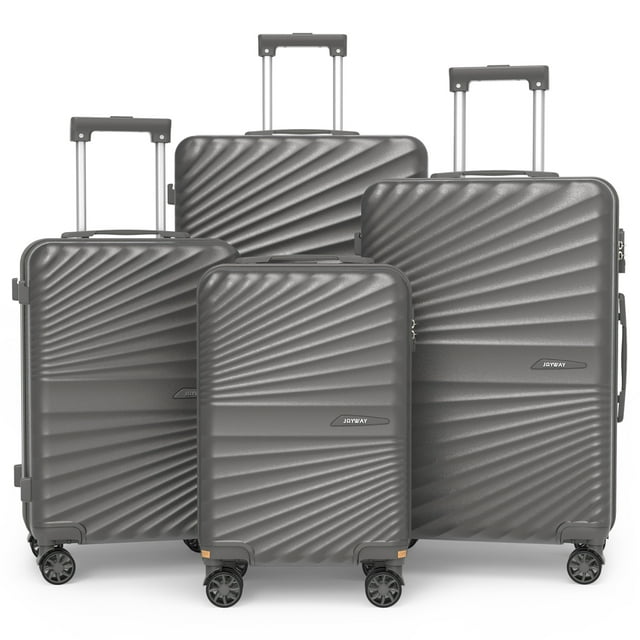 Joyway Ensemble de 4 Valises Rigides avec Roulettes Multidirectionnelles et Serrure TSA, Bagage Cabine Léger Idéal pour l'École, les Voyages et les Fins de Semaine (Gris)