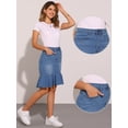thumbnail image 2 of DARING DIVA Women's Bodycon Fishtails Ruffled Knee Length Jean Skirt M Light Blue, 2 of 6