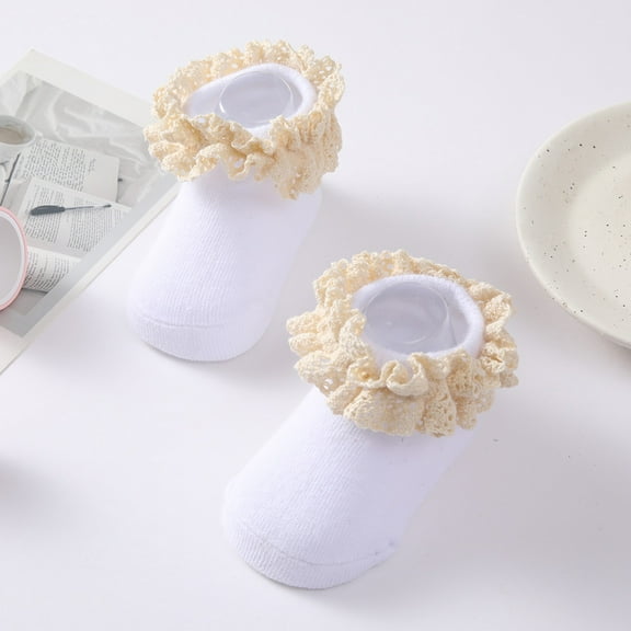 Baby Girls Cotton Ruffle Lace Floor Socks Newborns Knitted Ankle Socks