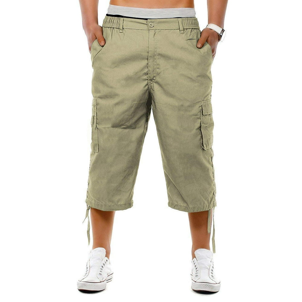 wsevypo Wsevypo Mens Cargo Shorts Cotton 3/4 Loose Fit Below Knee Capri Cargo Short Walmart
